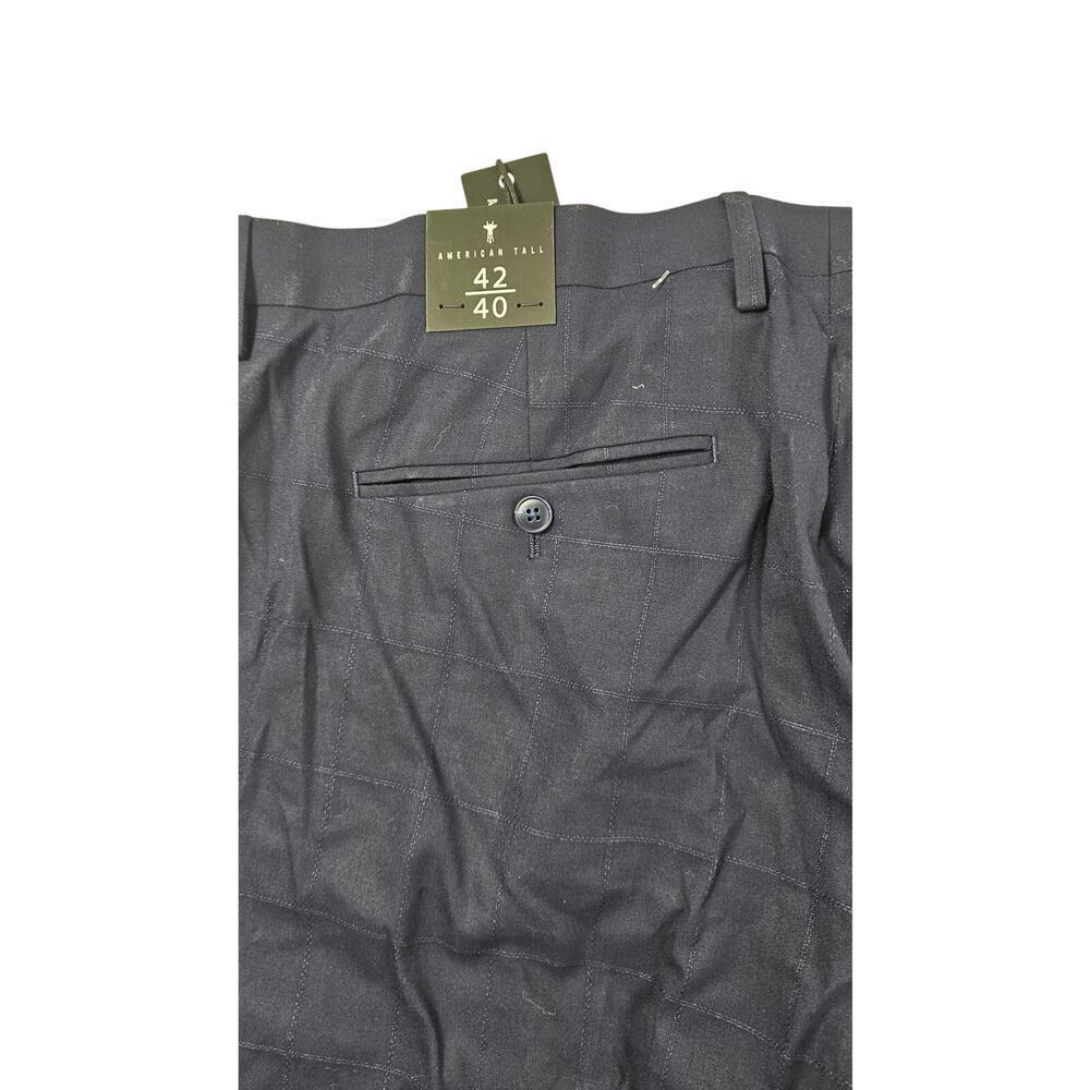 NWT American tall 42x40 long inseam windowpane check career casual pants navy - Picture 3 of 7
